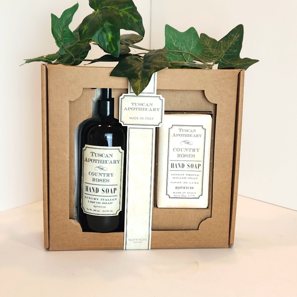 NWT TUSCAN APOTHECARY Country Roses Hand Soap and Bar Soap